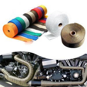 1.5mm*25mm* 5m Motorcycle Heat Resistant 2000F Exhaust Wrap + 4 Stainless Steel Ties