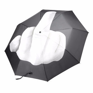 Creative Middle Finger Umbrella Novelty Cool Fashion Black Folding Umbrella