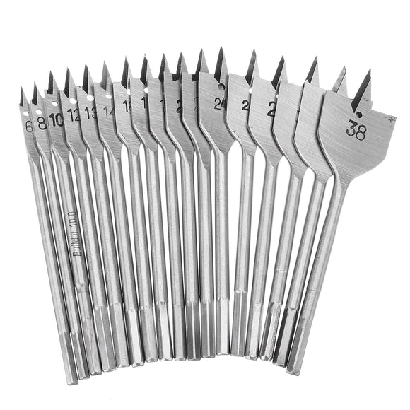 17Pcs 6-38mm Flat Drill Bit Set High Carbon Steel Cutter Carpenter Tool Woodworking Tool