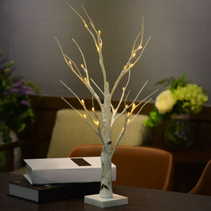 60CM Battery Power Silver Birch LED Tree Lamp Warm White Night Light Festival Christmas Decor Gift