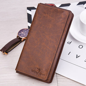 Large Capacity Double Zipper Business Casual Clutch Bag Wallet For Men