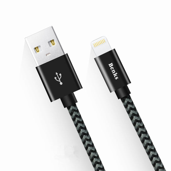 Benks 2.4A Lightning for Nylon Braided Fast Charger Data Cable for iPhone X 8 Plus