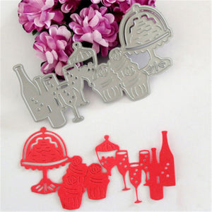 Wine Cup Glasses Bottle Embossing Die Cutting Stencil Template Scrapbooking Card Album Decor Tool