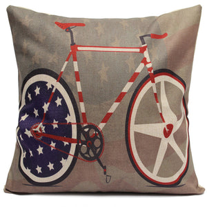 Creative America Style Bicycle Pillow Case Cotton llinen Cushion Cover Home Sofa Decor