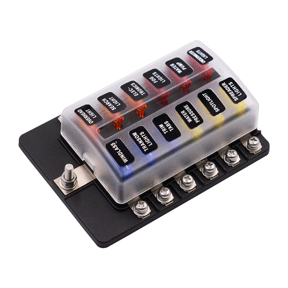 iMars 12 Way Fuse Box 12V 32V Circuit Standard Blade Block Holder Kit Car Caravan