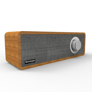 Smalody Retro Wooden Fabric bluetooth Speaker Stereo Heavy Bass Home Soundbar Subwoofer Speaker