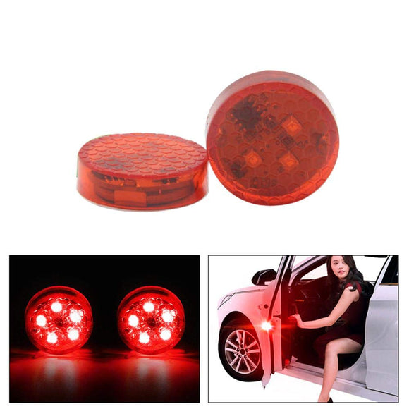 2PCS 5 LED Car Door Open Warning Light Anti-collision Red Flashing Signal Lamp Waterproof with Magnetic Sensor