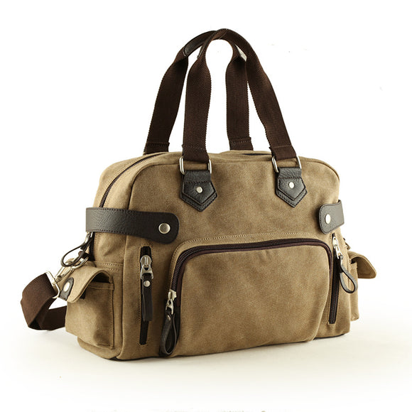 Men Canvas Travel Handbag Large Capacity Leisure Crossbody Bag