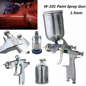 W101 HVLP 1.5mm Tip Paint Spray Gun Gravity Feed Base Coat Sprayer with Cup Filter