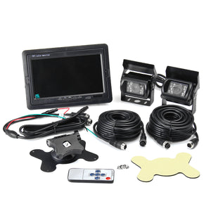 7 Inch Desktop Display Screen with 2pcs Waterproof IP67 Bus Camera  2 pcs 10 Meters Air Line CCD HD Infrared Chip