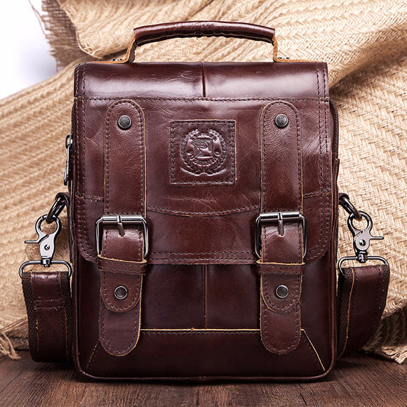 FUZHINIAO Men Genuine Leather Messenger Bag Shoulder Bag Handbags Crossbody Tote for Mens Briefcase