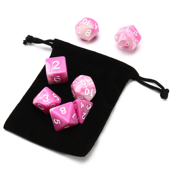 7Pcs Pink Gemini Acrylic Polyhedral Dice For Dungeons Dragons RPG RPG With Bag