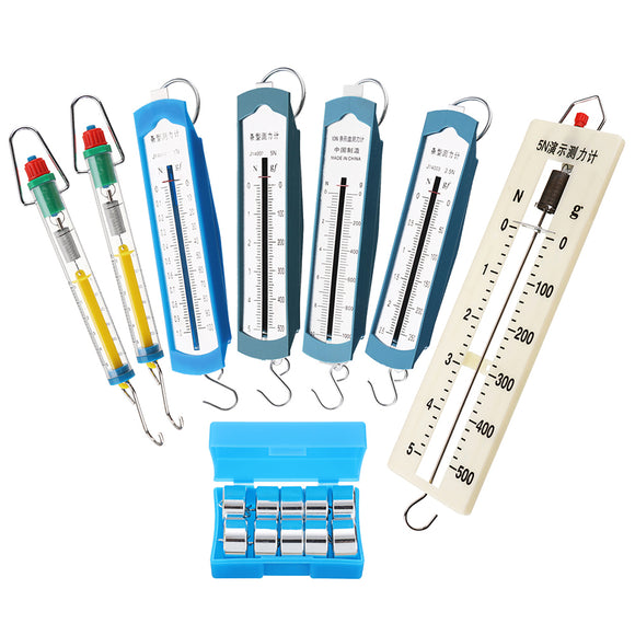 8Pcs Lab Spring Balance Hook Weight Set Force Meter Gauge Dual Scale Spring Dynamometer 1N 2.5N 5N 10N