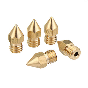 5PCS 1.75mm/0.1mm Copper MK8 Thread Extruder Nozzle For 3D Printer