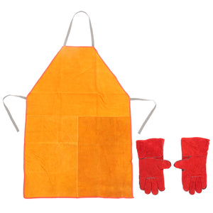 Heavy Duty Welders Welding Apron & Gauntlets Welding Gloves Red Leather Safety