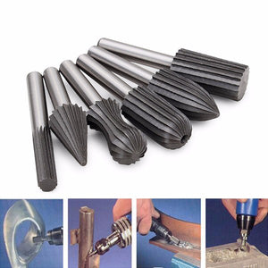 Drillpro 6pcs 6mm Shank Bearing Steel Engraving Grinding Bit Rotary Bur File Rasp Bit For Rotary Tools