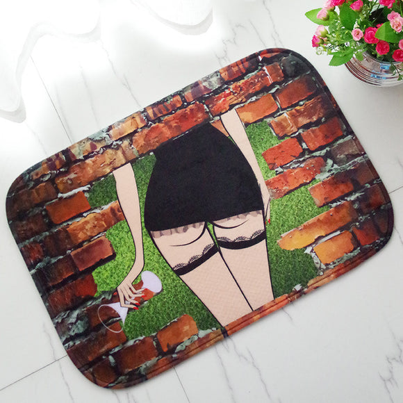 Modern Printing Club Style Sexy Women Bathroom Rug Polyester Carpet Toilet Cover Bath Mat