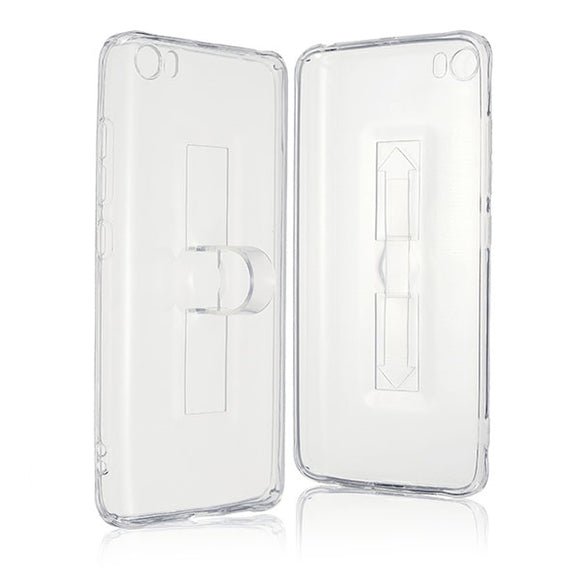 Retractable Finger Ring Holder Transparent Soft TPU Case for Xiaomi Mi5