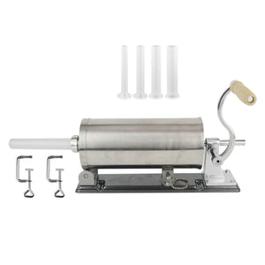 6L Horizontal Homemade Sausage Filler Maker Meat Stuffer Machine 304 Stainless Steel with Tube