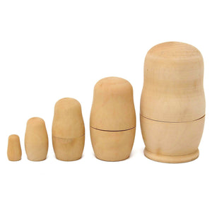 5Pcs Blank Wooden Nesting Dolls Animal Russian Doll Paint Set