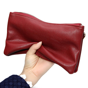 Three-layers Genuine Leather Pure Color Shoulder Bags Crossbody Bags Clutch Phone Bag