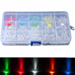 300Pcs 5mm LED Diodes Yellow Red Blue Green White Assortment Light DIY Kit