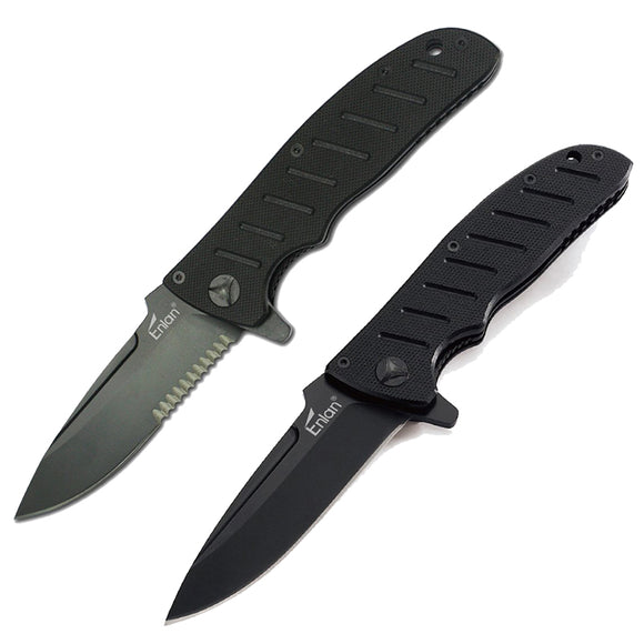 Enlan EL-01B EL-01BA 210mm 8CR13MOV Blade G10 Handle Folding Knife With Clip Outdoor Tactical Knives