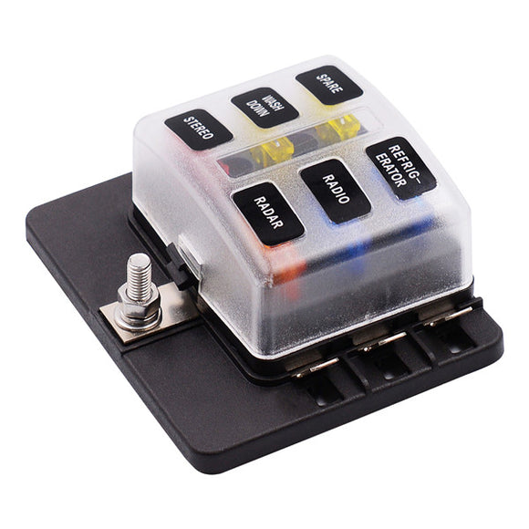 iMars CS-579B1 6 Way Blade Fuse Box Holder with LED Warning Light for Car Boat Marine Trike 12V 24V