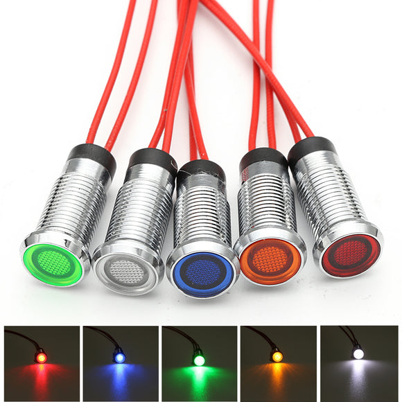 8mm 12V LED Metal Indicator Signal Light Pilot-Lamp For Motorcycle Car Truck Boat