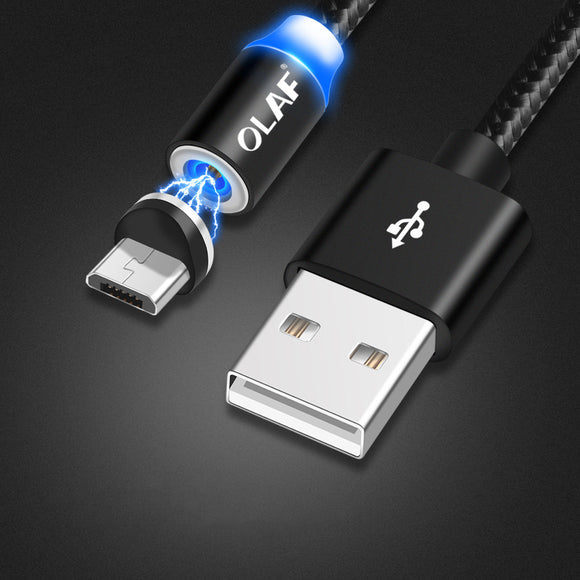 OLAF 2.1A Micro USB Type-C 360 Magnetic Nylon Weave Fast Charging Data Cable for Xiaomi Mi 9 8 HUAWEI Mate 20 Pro P20