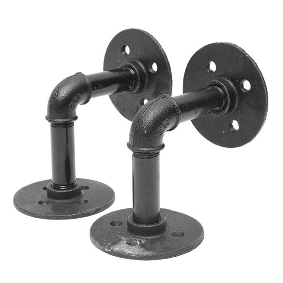 2pcs 3/4 Inch Iron Pipe Shelf Bracket Industrial Pipe Scaffold Board Shelf Brackets