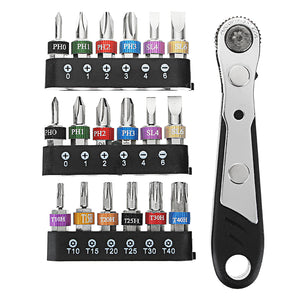 19pcs Multifunction Ratchet Screwdriver Set Torque Wrench Set Flexible Screwdriver Bit