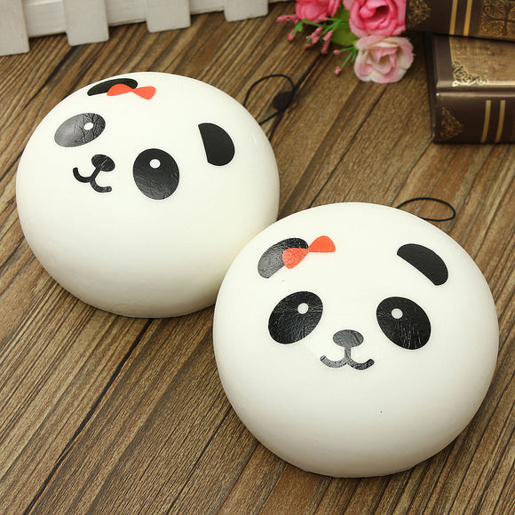 2PCS Kawaii Jumbo Panda Squishy Buns Cell Phone Bag Strap Pendant