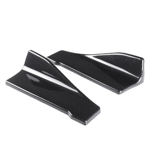 2pcs 35cm Carbon Fiber Universal Car Side Skirt Rear Bumper Lip Splitter Winglet Aprons Mudguards