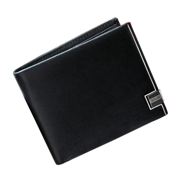 Men Bifold Student Horizontal Vertical Long Short Metal Edge Casual Wallet