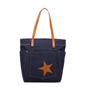 Women Jean Leisure Retro Large Capacity Handbag Shoulder Bag