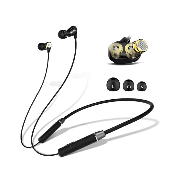 Lenovo HE08 Dual Dynamic Smart bluetooth 5.0 Sports Neckband Earphone In-Ear Music Wireless Earbuds with HD Mic