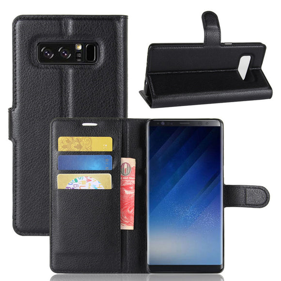 Litchi Texture Wallet Card Slots Bracket Flip PU Leather Case For Samsung Galaxy Note 8