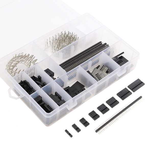 525Pcs 2.54mm Wire Jumper Pin Header Connectors Housing Female Kit And M/F Crimp Pins