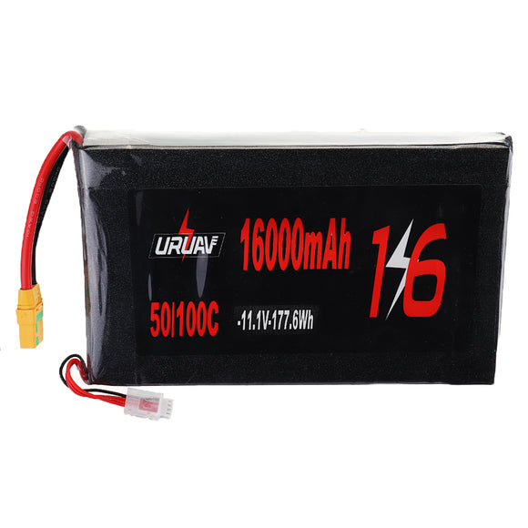 URUAV 11.1V 16000mAh 50/100C 3S XT90 Plug Lipo Battery for Quadcopter Agriculture Drone Outdoor Charger Power