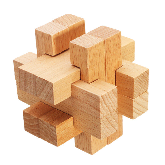 Kong Ming Lock Toys Children Kids Assembling 3D Puzzle Cube Challenge IQ Brain Wooden Toy