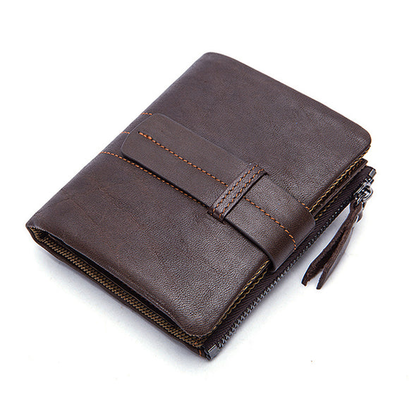 Ekphero Men Retro Genuine Leather Business Wallet 11 Card Slots Coin Holder