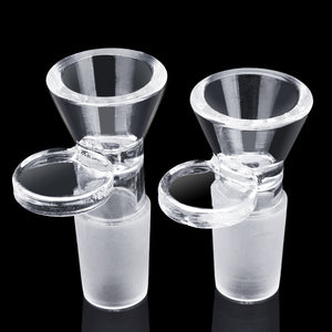 14mm / 18mm Clear Slide Male Glass Bowl With Handle Funnel Type Bowl