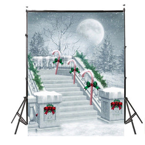 3x5FT Christmas Snowy Street Ladder Photography Backdrop Studio Prop Background