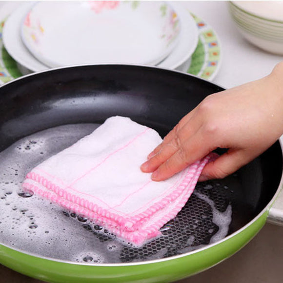 5PCS Cotton Fiber Wash Towel Washing Cleaning Dish Cloth Kitchen Cloth