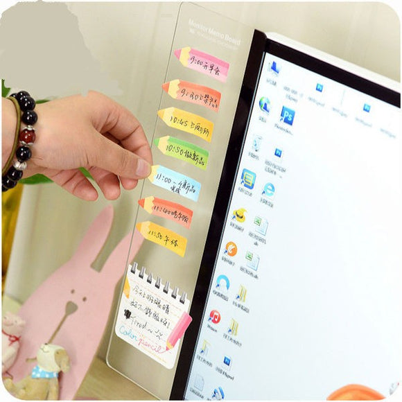 Computer PC Monitor Screen Transparent Board Sticky Notes Card Photo Holder For Office Home