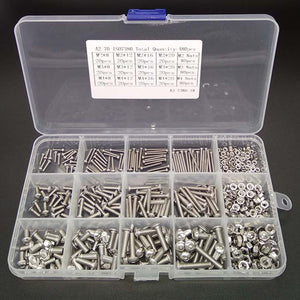 480Pcs M2 M3 M4 Hex Socket Button Head Screw Nut 304 Stainless Steel Assortment