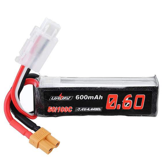 URUAV 7.4V 600mAh 50C/100C 2S Lipo Battery XT30 Plug for XK K130 Helicopter