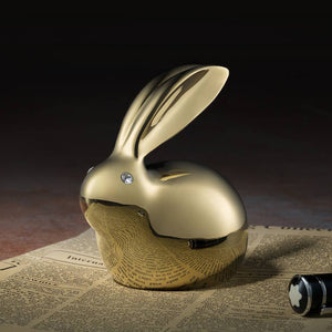 Elegant All Copper Rabbit Bunny Crystal Eyes Refined Brass PVD Plating Ornament Decorations