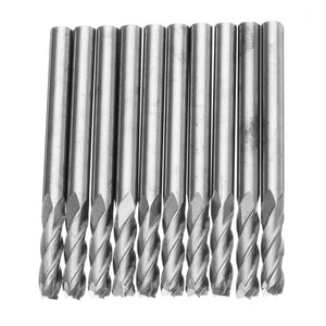 10pcs 3.175mm Shank 4 Flute End Mill Cutter Spiral Carbide CNC End Mill Drill Bit